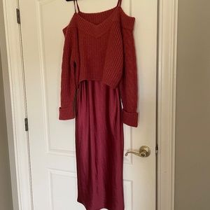 NWT Anthropologie Mare Mare Crimson Sweater and Slip Dress L